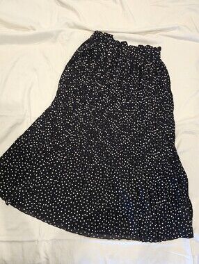 Polka Dot Maxi Skirt Black White